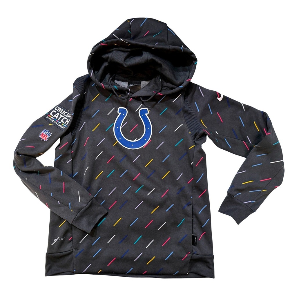 Nike Colts Hoodie Mens S Gray Dri-FIT Crucial Catch NFL Sportcore